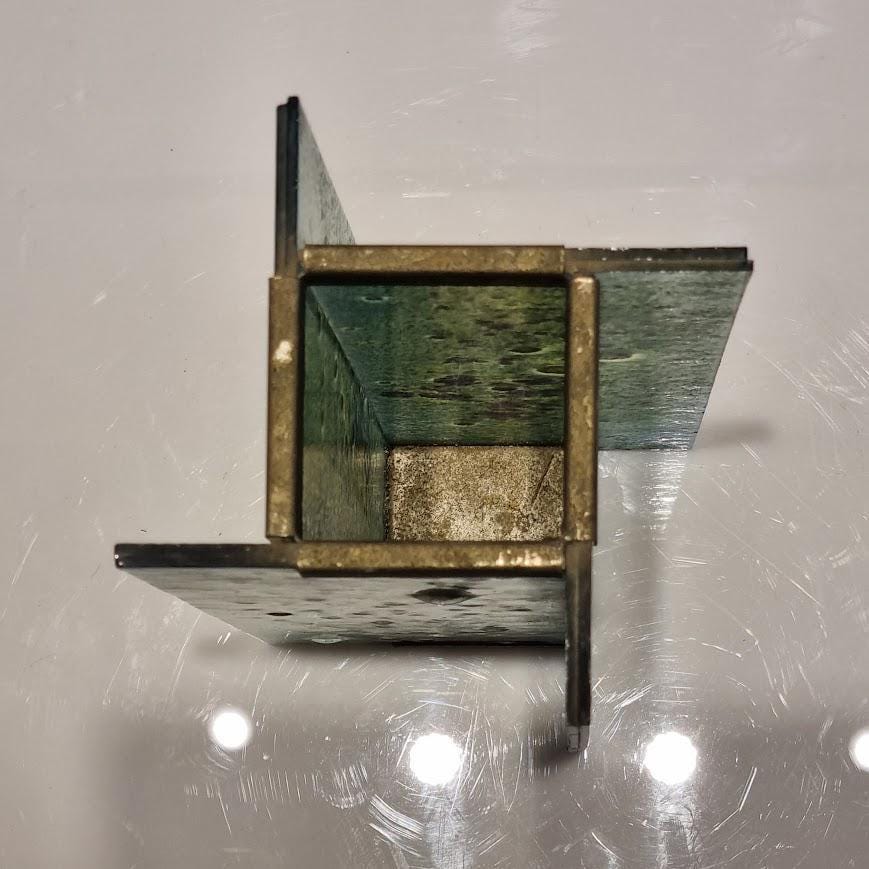 Fused Glass Vase by Andreas Mayer - Brass Fitting - FAT LAVA Style - 25cm - Israeli vintage Craftsmanship