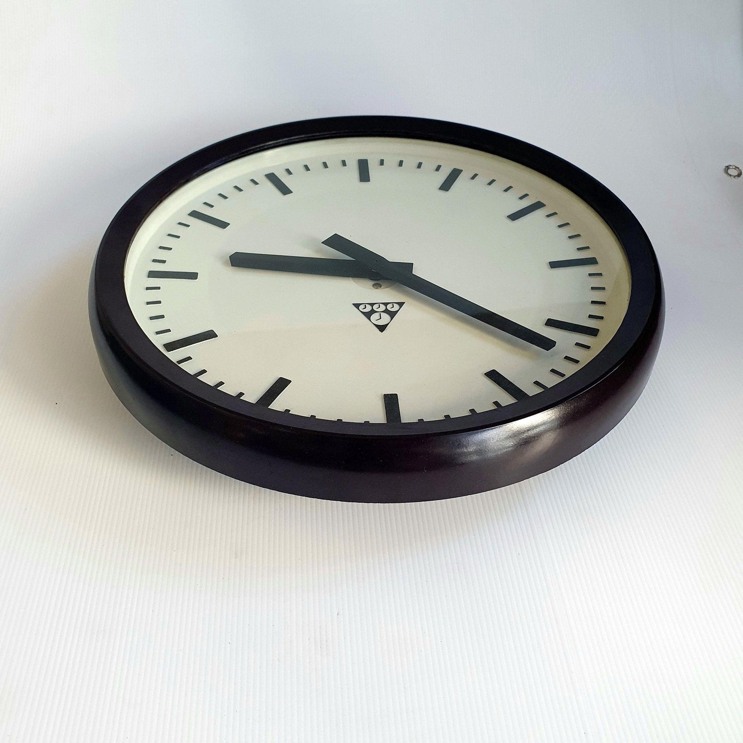 Vintage Mid Century Modern Factory Train Station Wall Clock by Pragotron | 60's Style | Made in Czechoslovakia | 1986