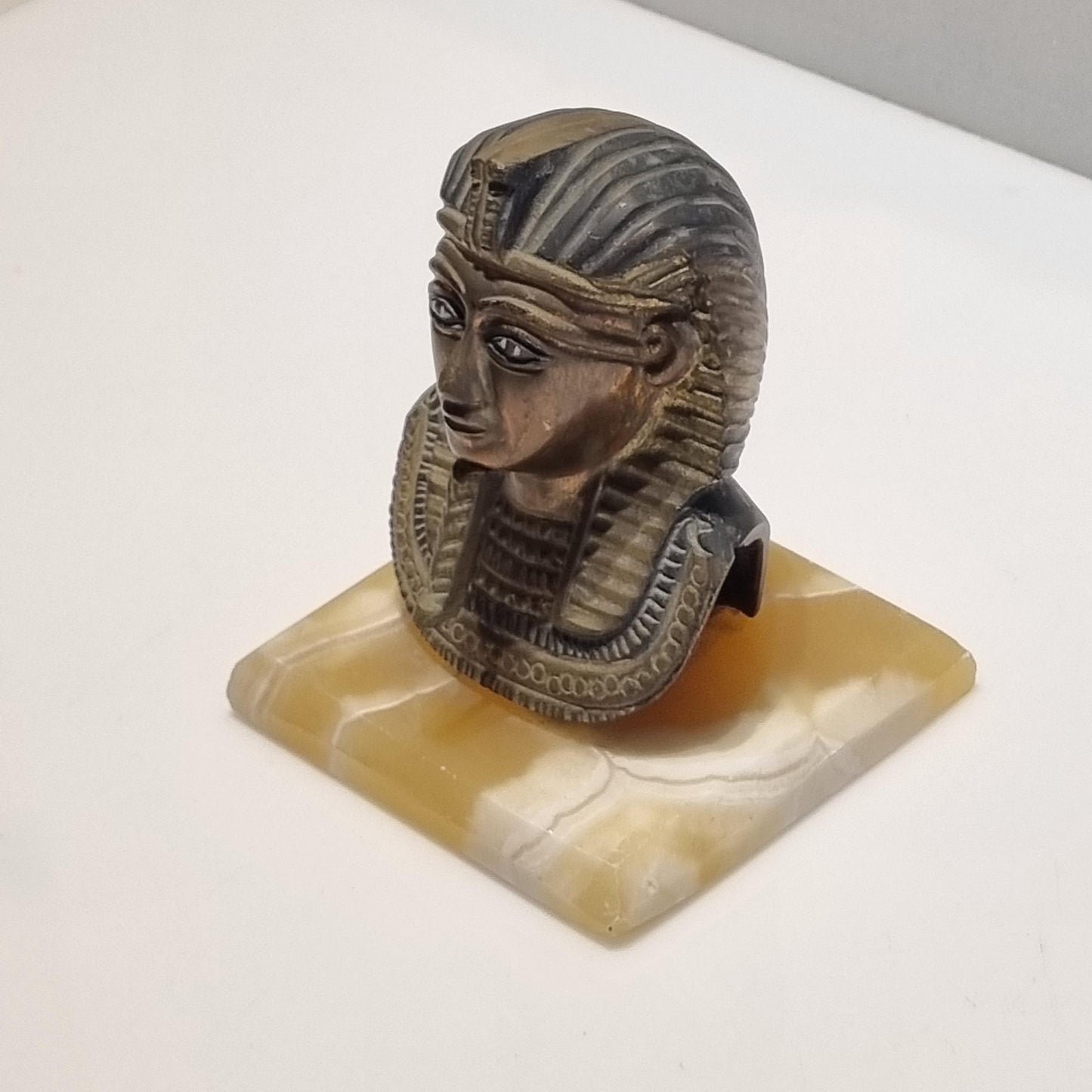 Vintage Bronze Egyptian Pharaoh Bust on Marble Base