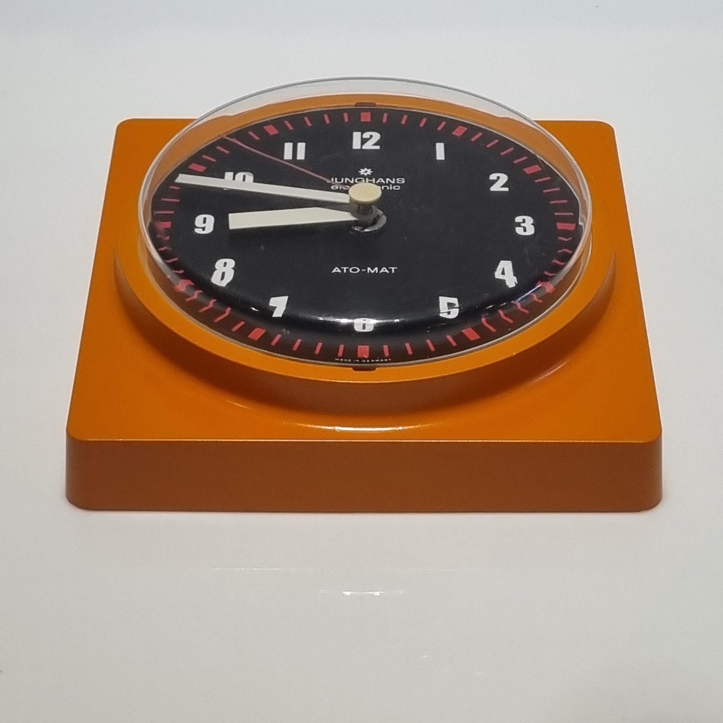 Vintage Junghans Germany Wall Clock 70's Orange Plastic Frame