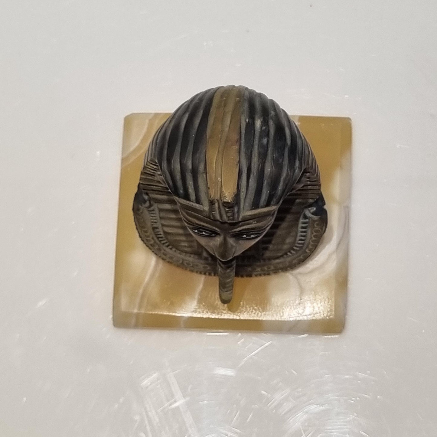 Vintage Bronze Egyptian Pharaoh Bust on Marble Base