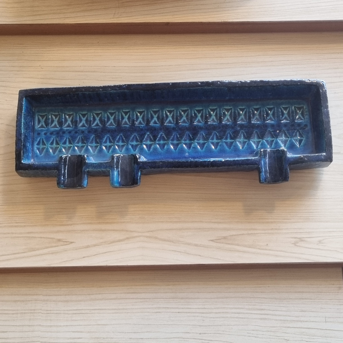 מאפרת קרמיקה וינטג' מקורית Bitossi Italy – עיצוב Rimini Blu (אלדו לונדי)
