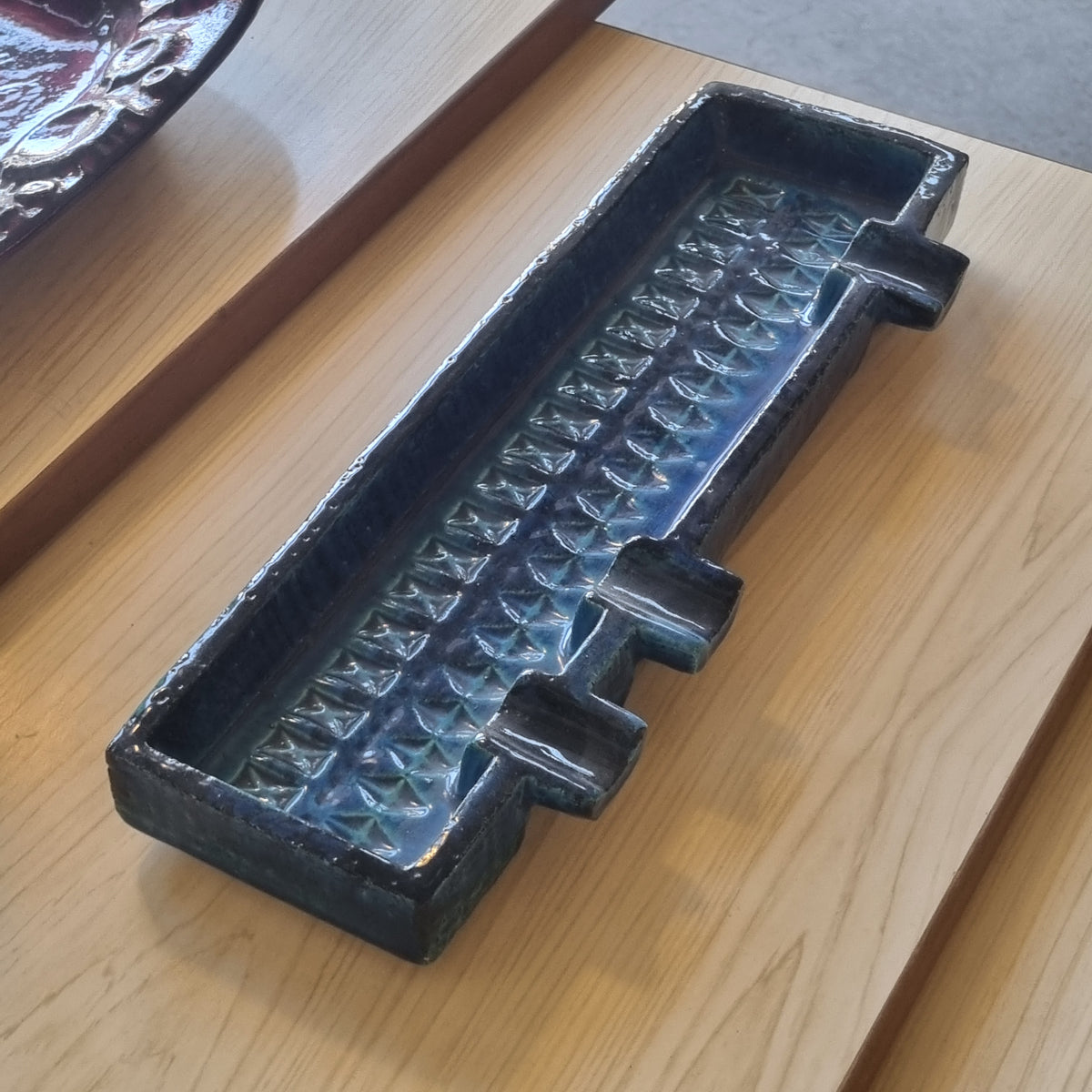 מאפרת קרמיקה וינטג' מקורית Bitossi Italy – עיצוב Rimini Blu (אלדו לונדי)