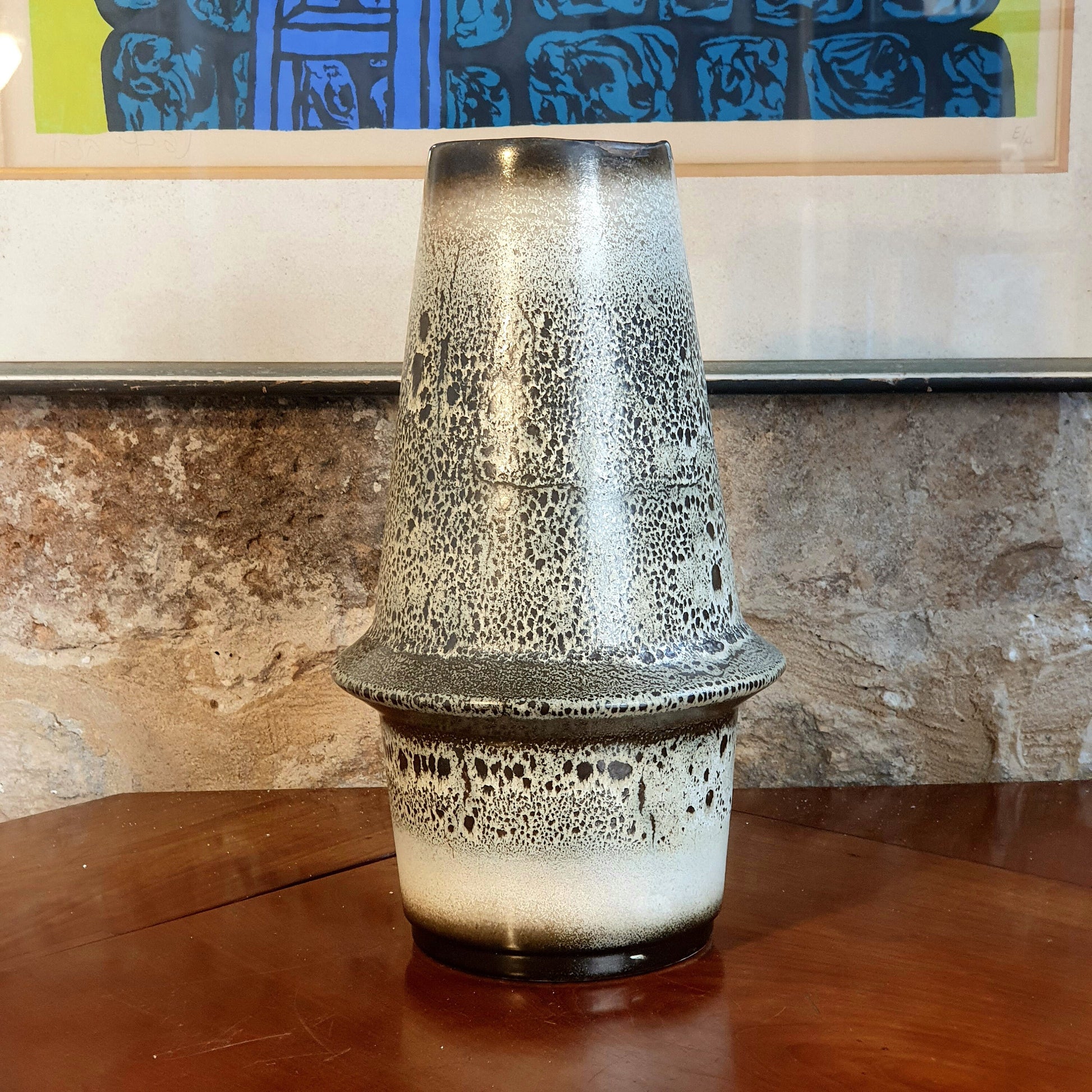 Rare Mid Century Modern Ceramic Israeli Vase, Fat Lava Design, Signed by Palceramic - 60's Vintage Decor