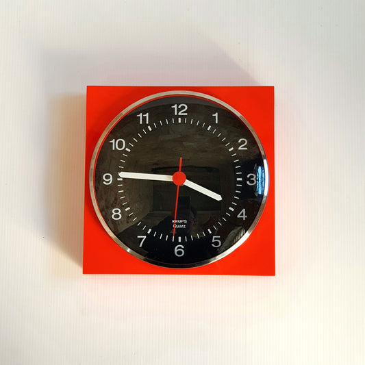 Vintage KRUPS German Wall Clock | Mid Century Modern 70's Electronic Model No.613 | Black Dial | German Design Icon