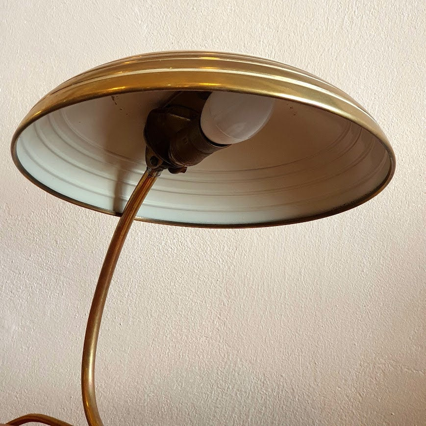 Mid-Century Modern Brass Mushroom Table Lamp by Helo Leuchten Germany - Iconic Space Age Design