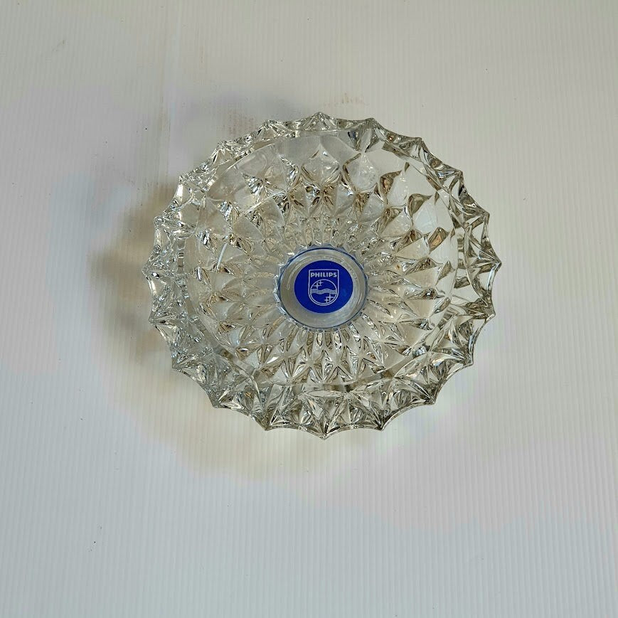 Vintage Crystal Glass Ashtray with Philips Logo | Mid Century Modern Style | Perfect Condition | 18cm