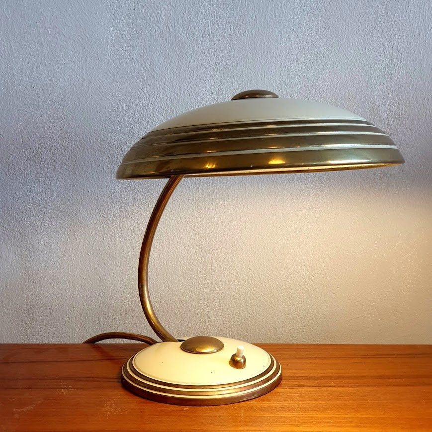 Mid-Century Modern Brass Mushroom Table Lamp by Helo Leuchten Germany - Iconic Space Age Design