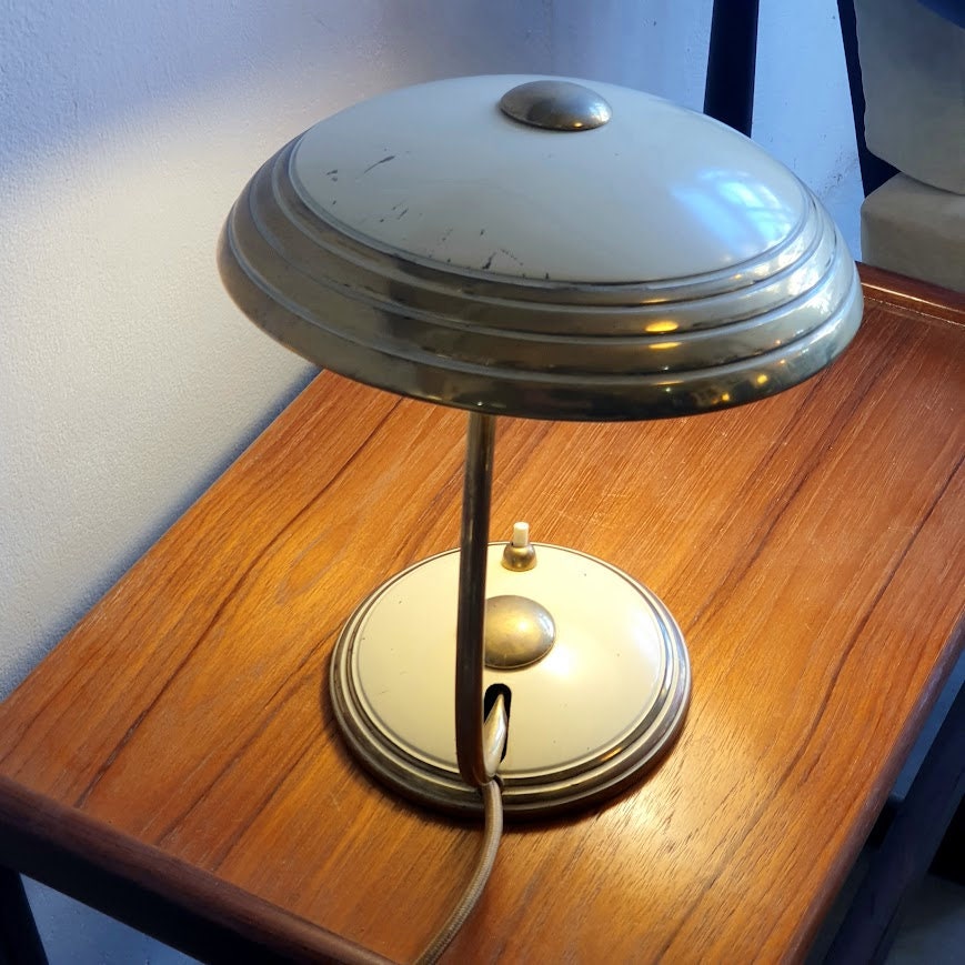 Mid-Century Modern Brass Mushroom Table Lamp by Helo Leuchten Germany - Iconic Space Age Design