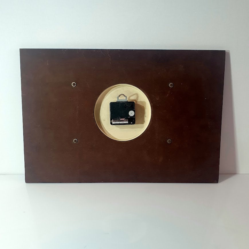 Vintage General Electric Wall Clock - 80's Black Wood, Fully Restored, Quartz Mechanism, 31cm x 45cm