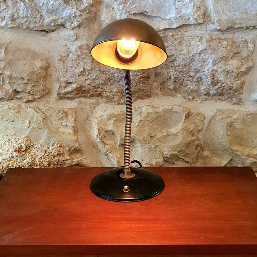 One of a Kind Eco-Friendly Desk Lamp - Restored with Upcycled Metal, Artisan Design