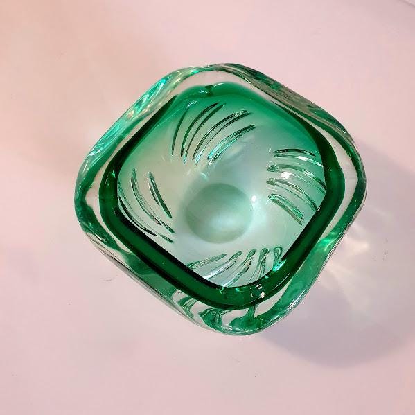 Handmade Murano Glass Bowl from Italy - Large and Stunning Centerpiece