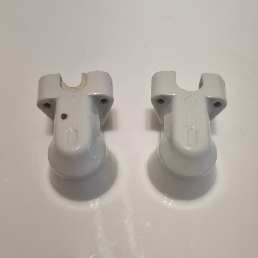 1930s Original White Porcelain Wall Sconces - Pair of Art Deco Lights, Good Condition, H8cm x W8cm