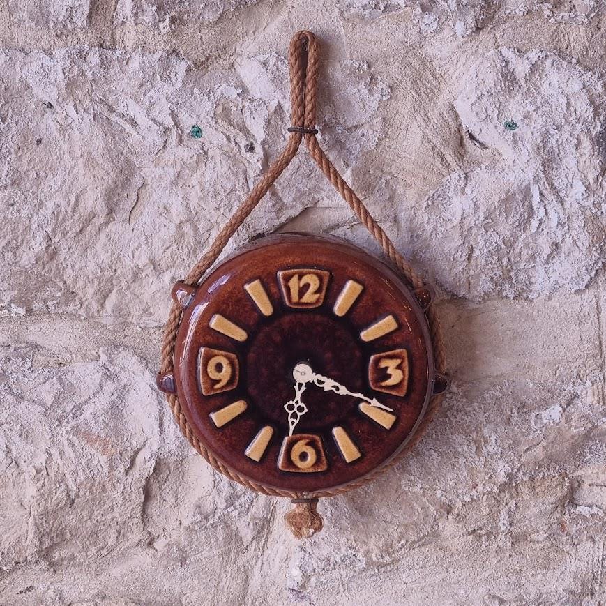 Exquisite Vintage Ceramic Clock from the 70's | Distinctive Aesthetics | Artistic Wall Decor