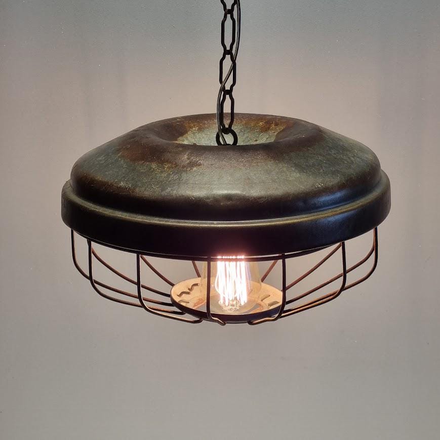 Industrial Vintage Upcycled Chicken Coop Feeder Ceiling Lamp - Ready to Install