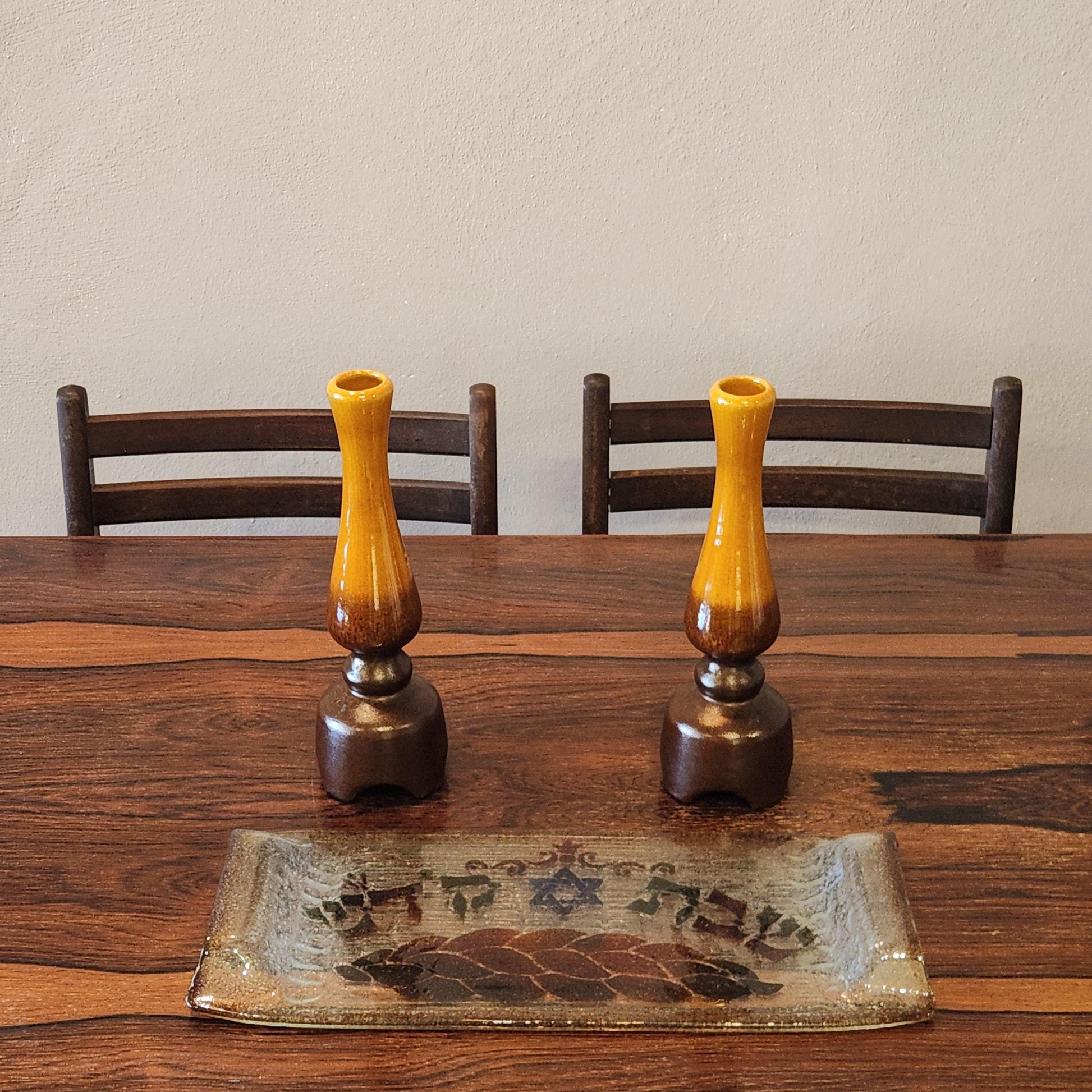 Ceramic Candle Holders - Israeli Ceramics Company - Beit Hayotzer Signed. Mid Century Modern Home decor