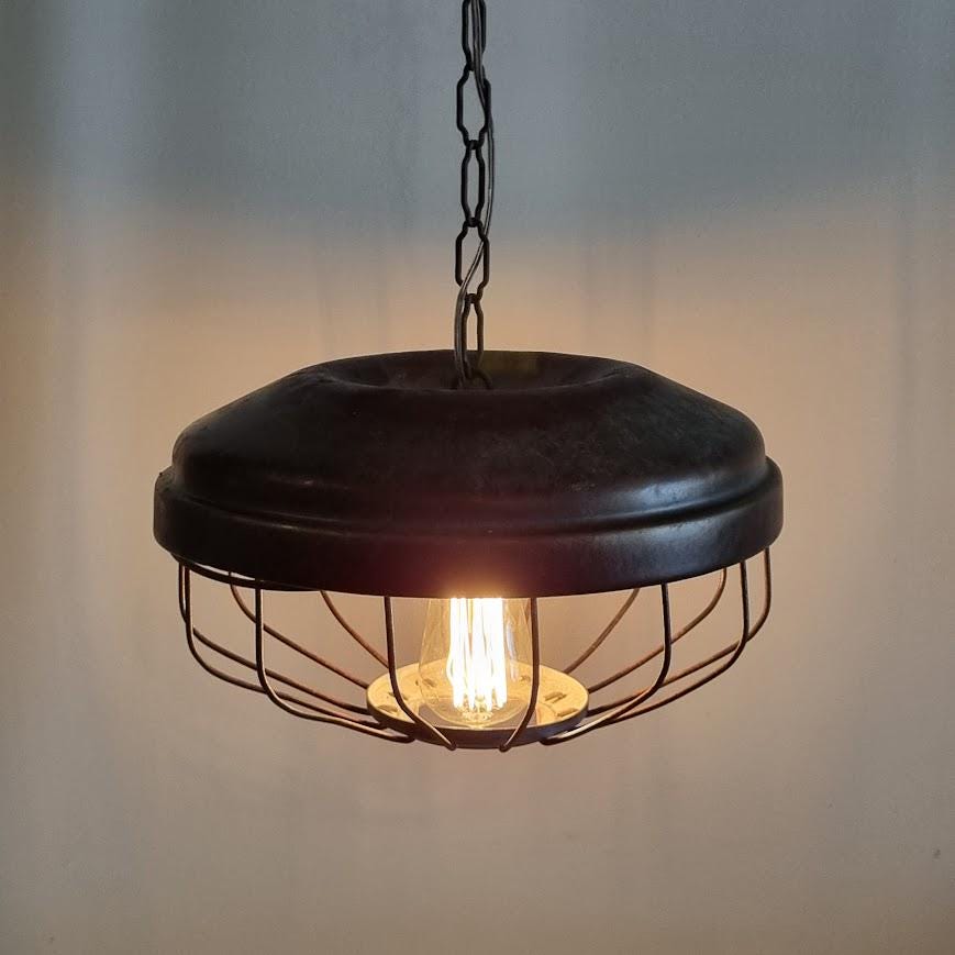 Industrial Vintage Upcycled Chicken Coop Feeder Ceiling Lamp - Ready to Install