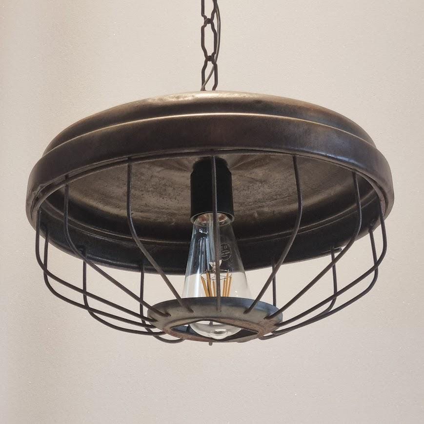 Industrial Vintage Upcycled Chicken Coop Feeder Ceiling Lamp - Ready to Install