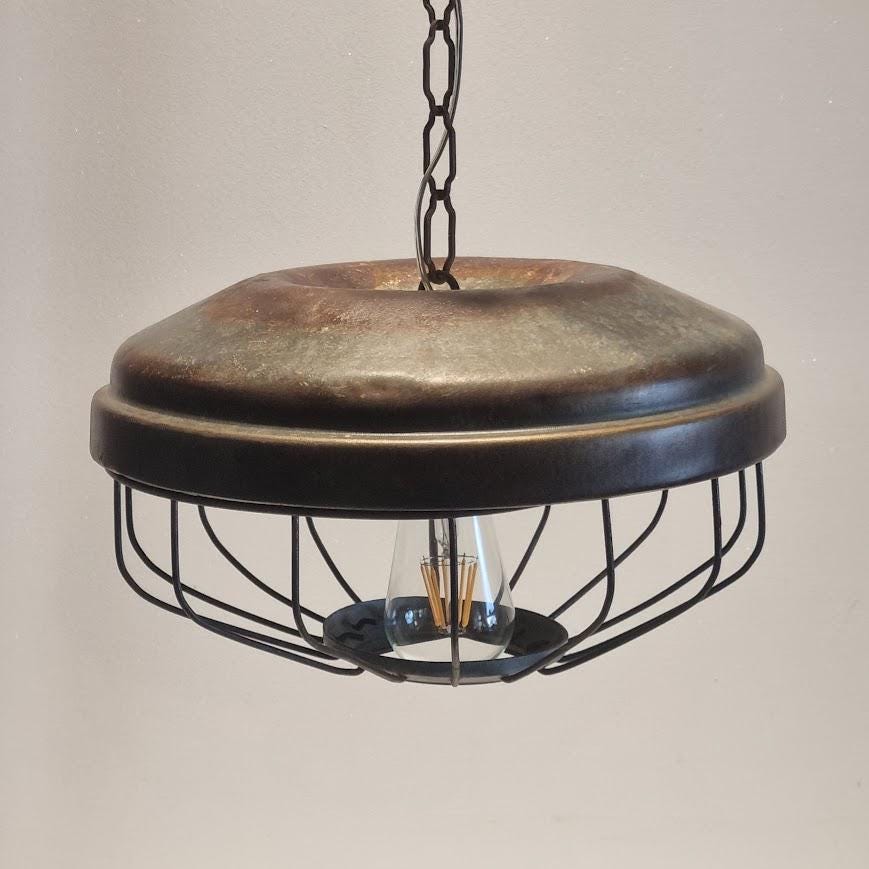 Industrial Vintage Upcycled Chicken Coop Feeder Ceiling Lamp - Ready to Install