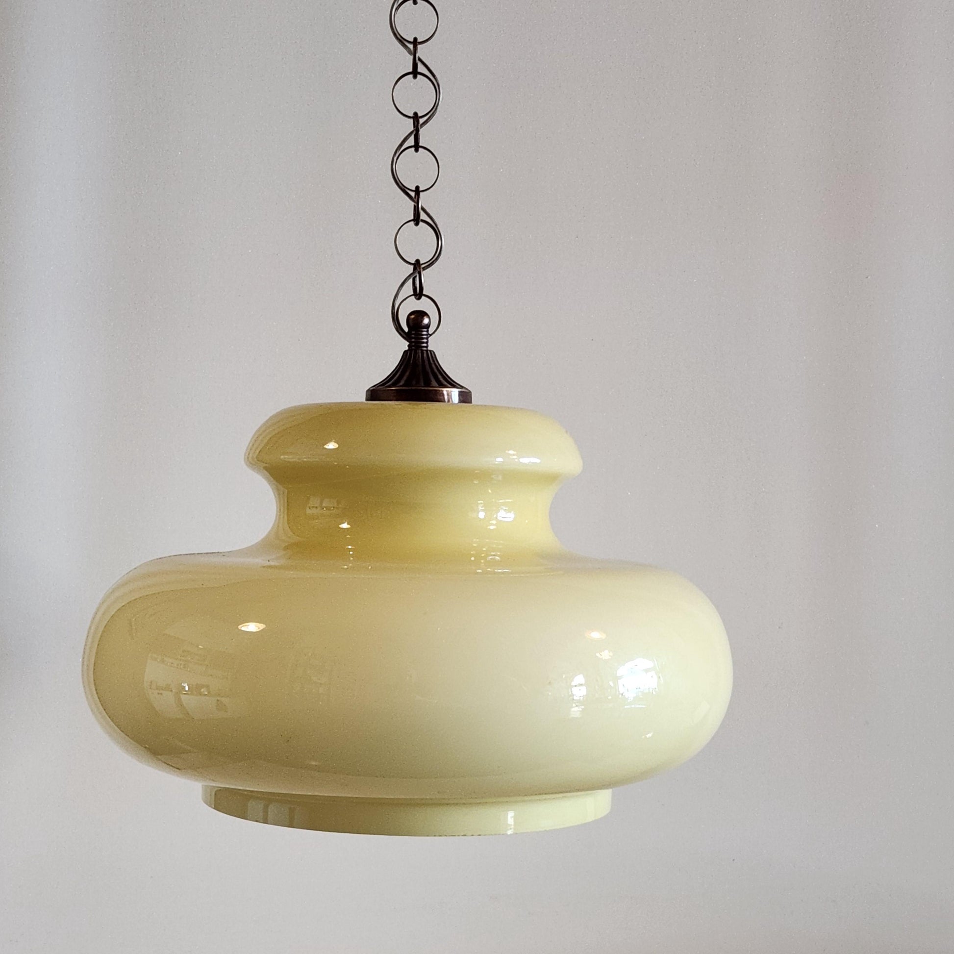 Murano hanging lamp diamond shape yellow pastel home decor vintage light fixture