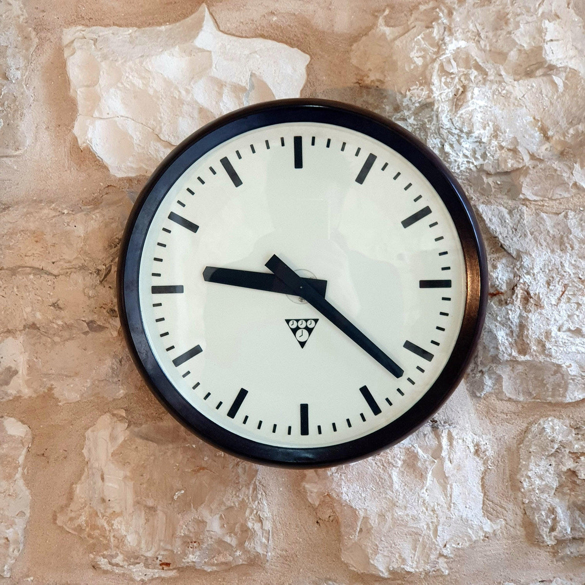 Vintage Mid Century Modern Factory Train Station Wall Clock by Pragotron | 60's Style | Made in Czechoslovakia | 1986