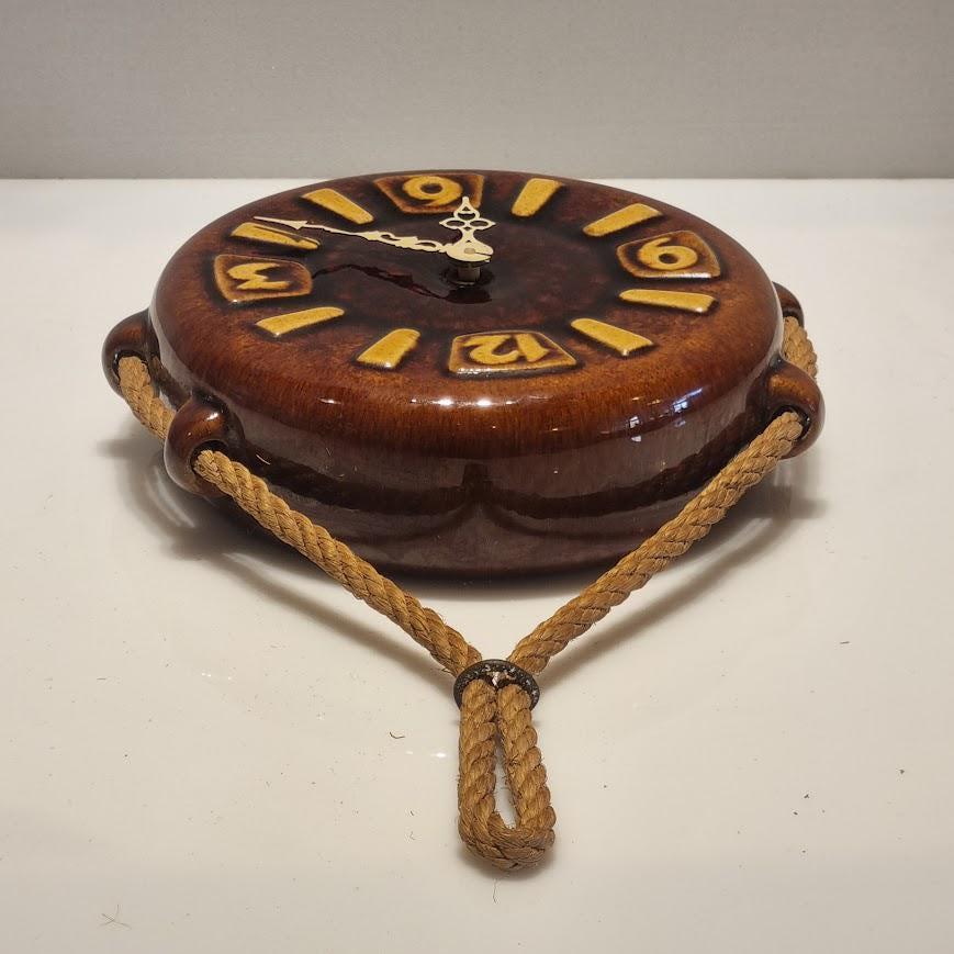 Vintage Ceramic wall Clock from the 70s - closeup top