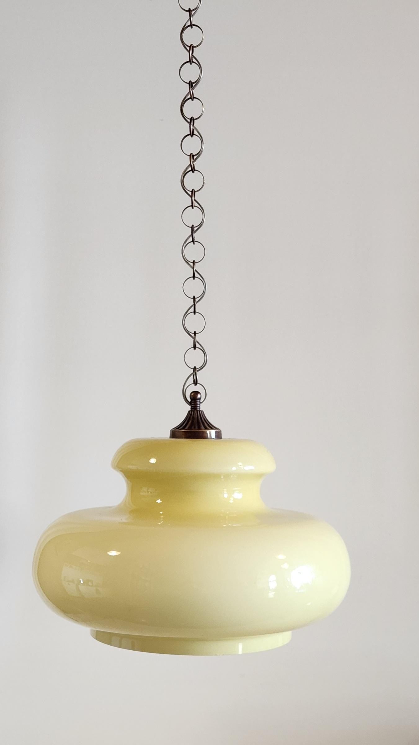 Murano hanging lamp diamond shape yellow pastel home decor vintage light fixture