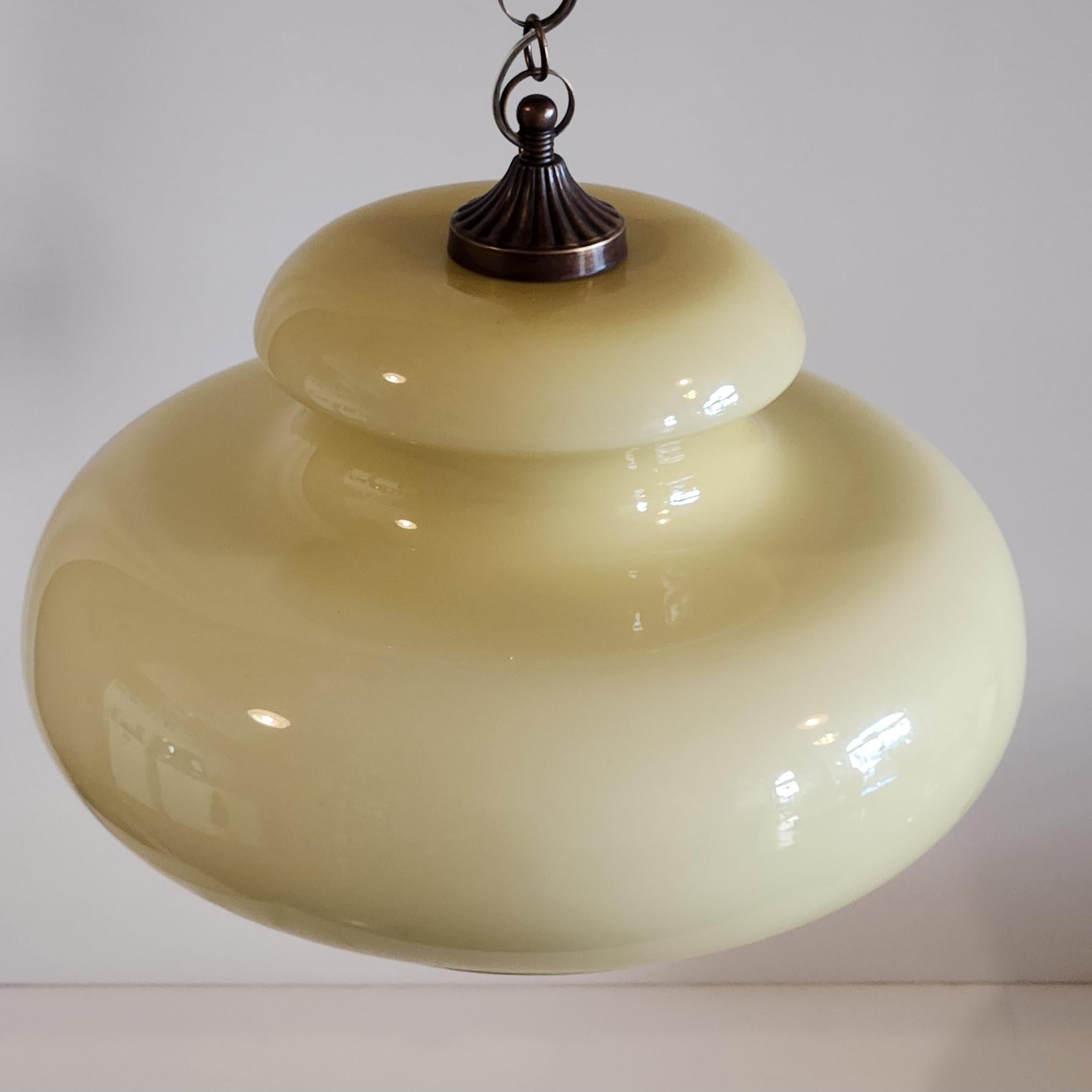 Murano hanging lamp diamond shape yellow pastel home decor vintage light fixture
