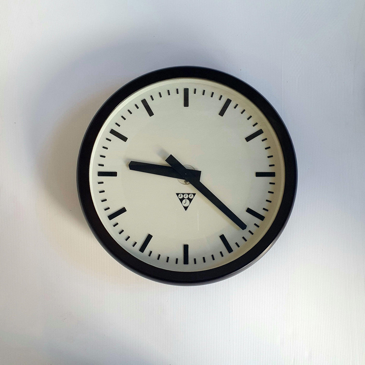Vintage Mid Century Modern Factory Train Station Wall Clock by Pragotron | 60's Style | Made in Czechoslovakia | 1986