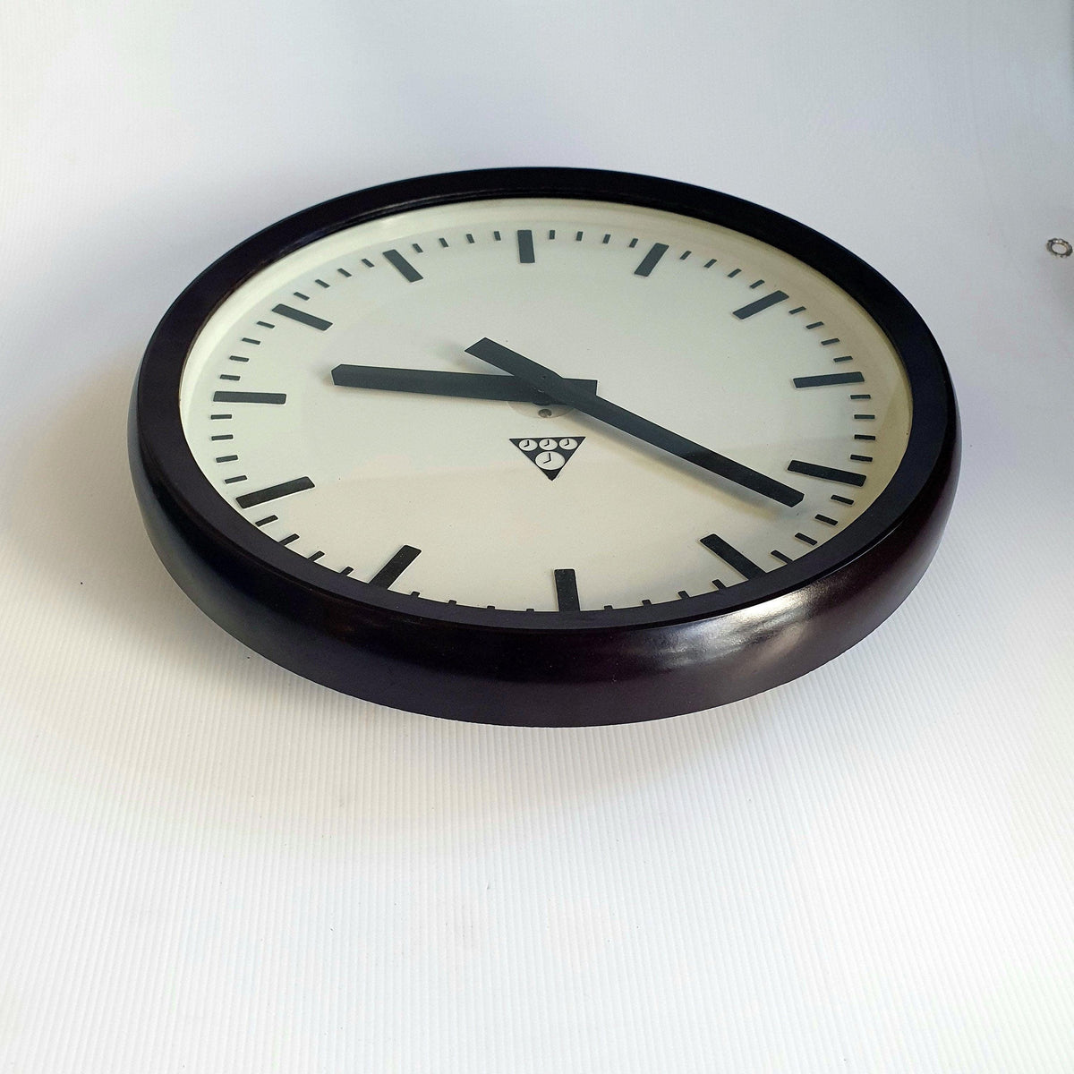 Vintage Mid Century Modern Factory Train Station Wall Clock by Pragotron | 60's Style | Made in Czechoslovakia | 1986