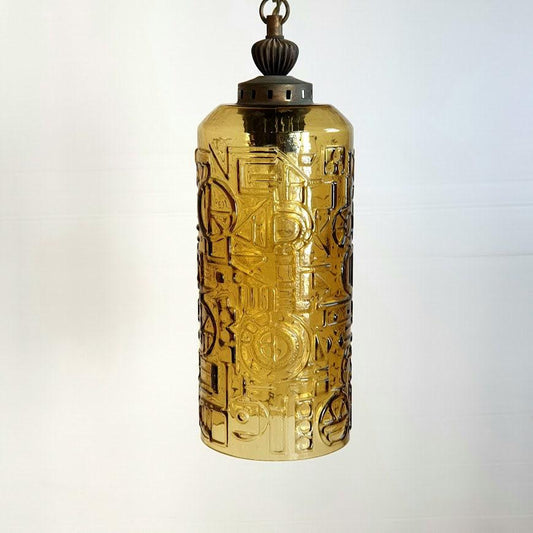 Transparent Yellow Glass Pendant Light - Vintage 70&#39;s Design by Helena Tynell - Flygsfors