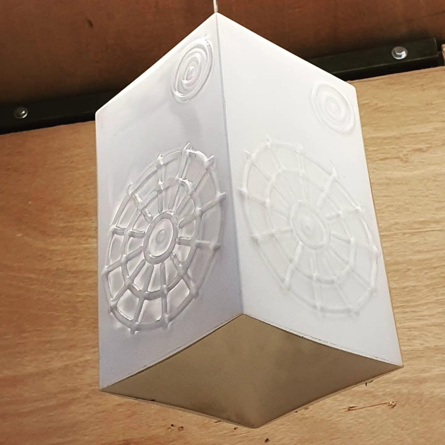 Vintage 70&#39;s Scandinavian Lamp with Opaline Glass Shade - Elegant Sweden Patterns - 15cm x 24cm