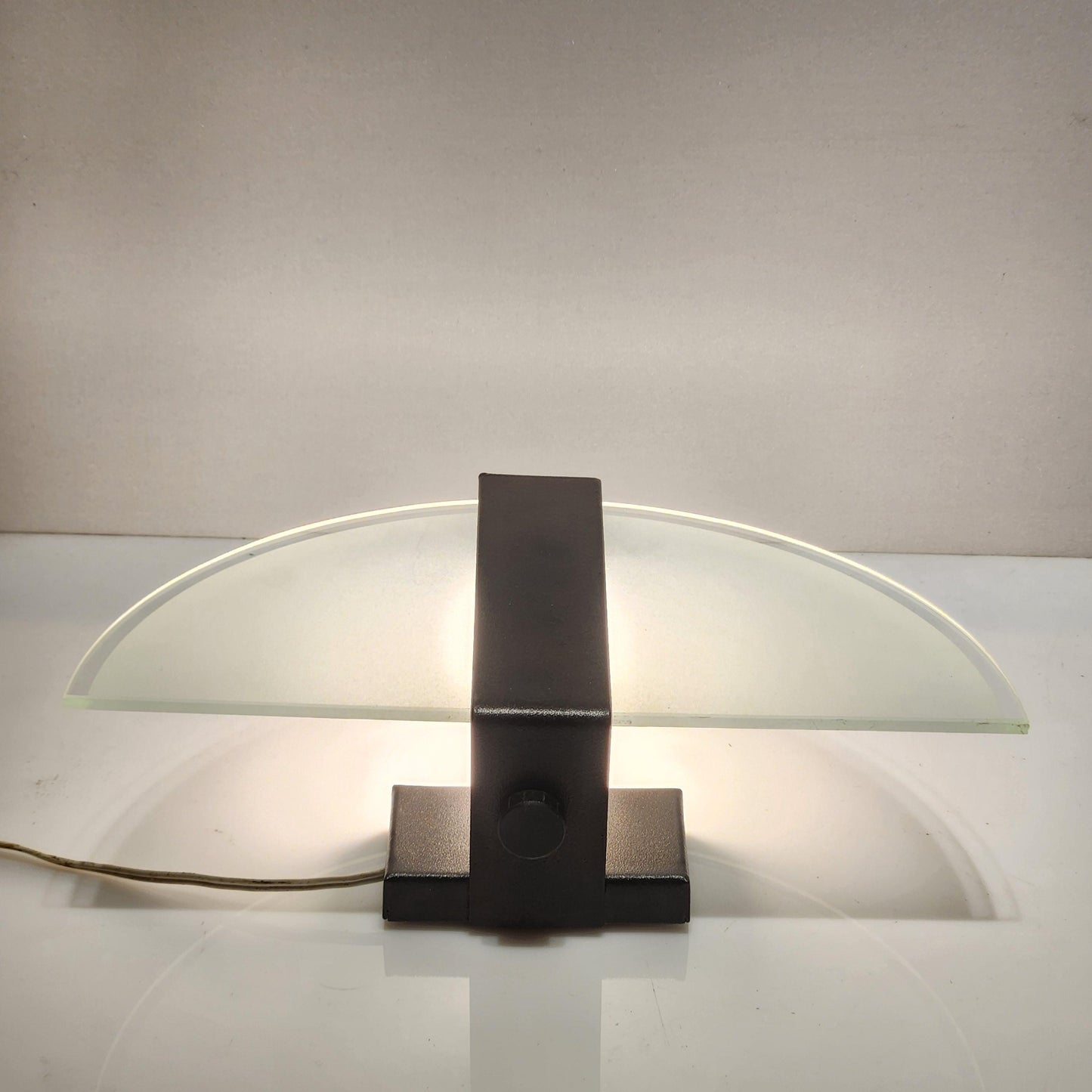 Wall lamp sconce vintage minimalist Italian half circle frosted glass 80's decor