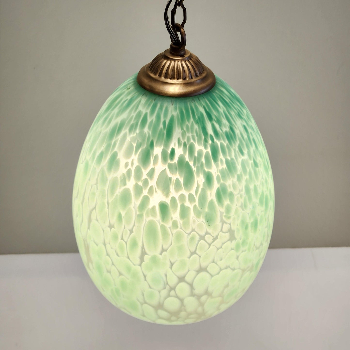 murano green pastel egg shape hanging lamp