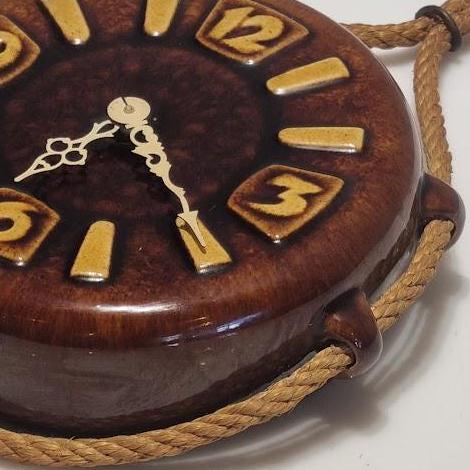 Vintage Ceramic wall Clock from the 70s - closeup