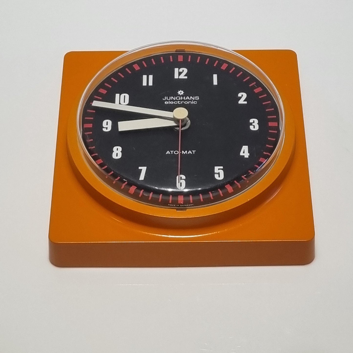 Vintage Junghans Germany Wall Clock 70's Orange Plastic Frame