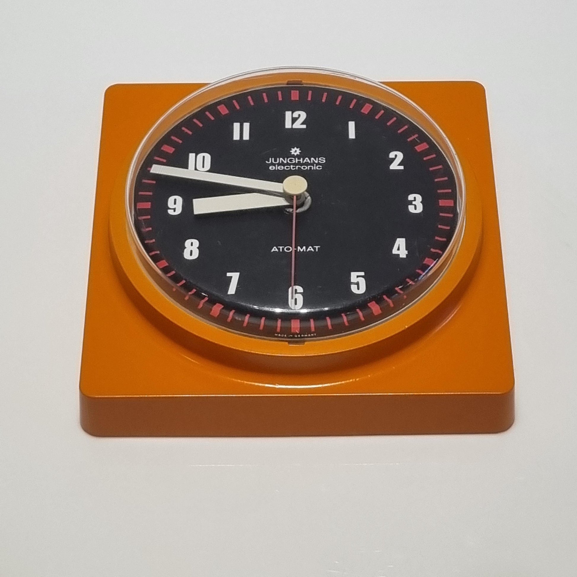 Vintage Junghans Germany Wall Clock 70's Orange Plastic Frame