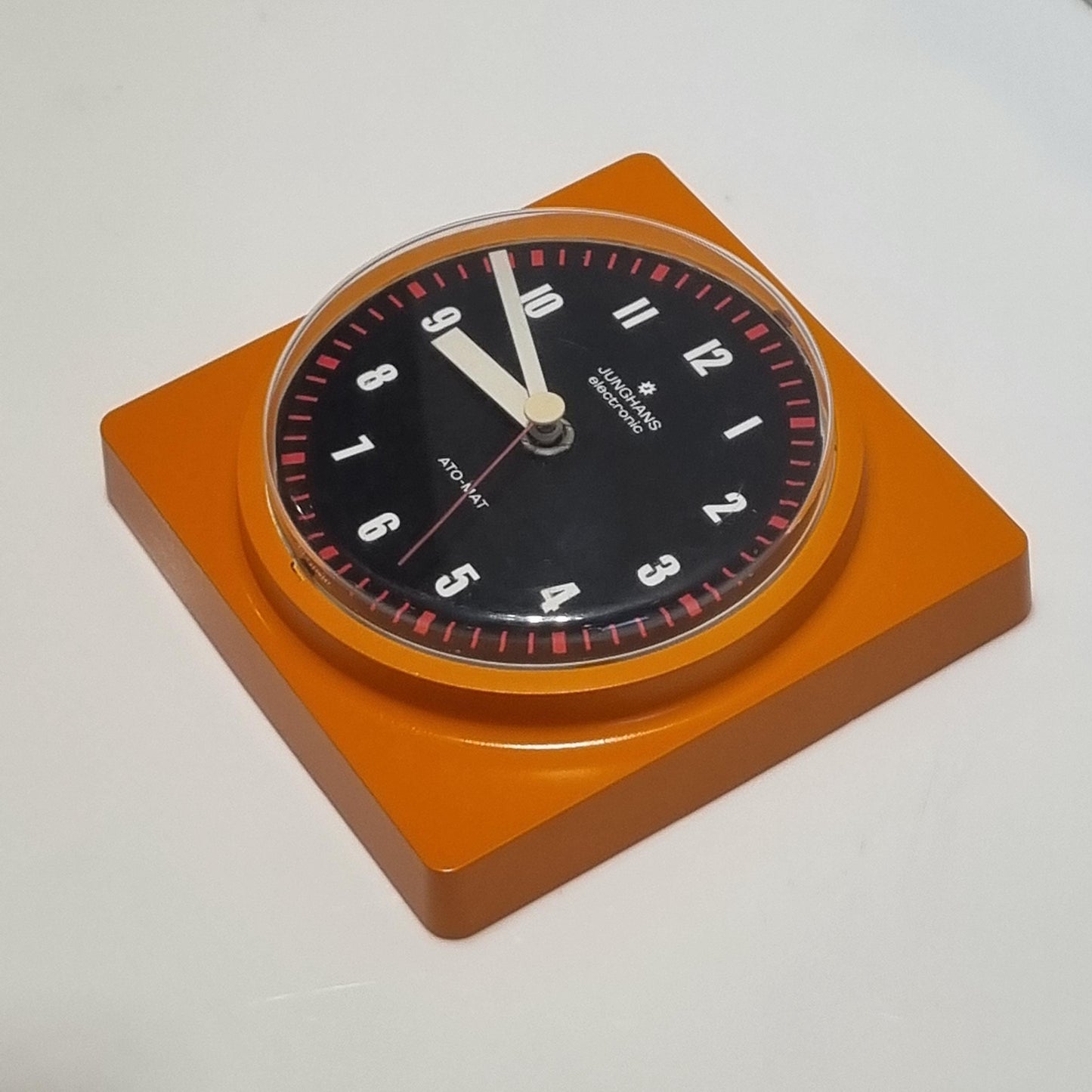 Vintage Junghans Germany Wall Clock 70's Orange Plastic Frame