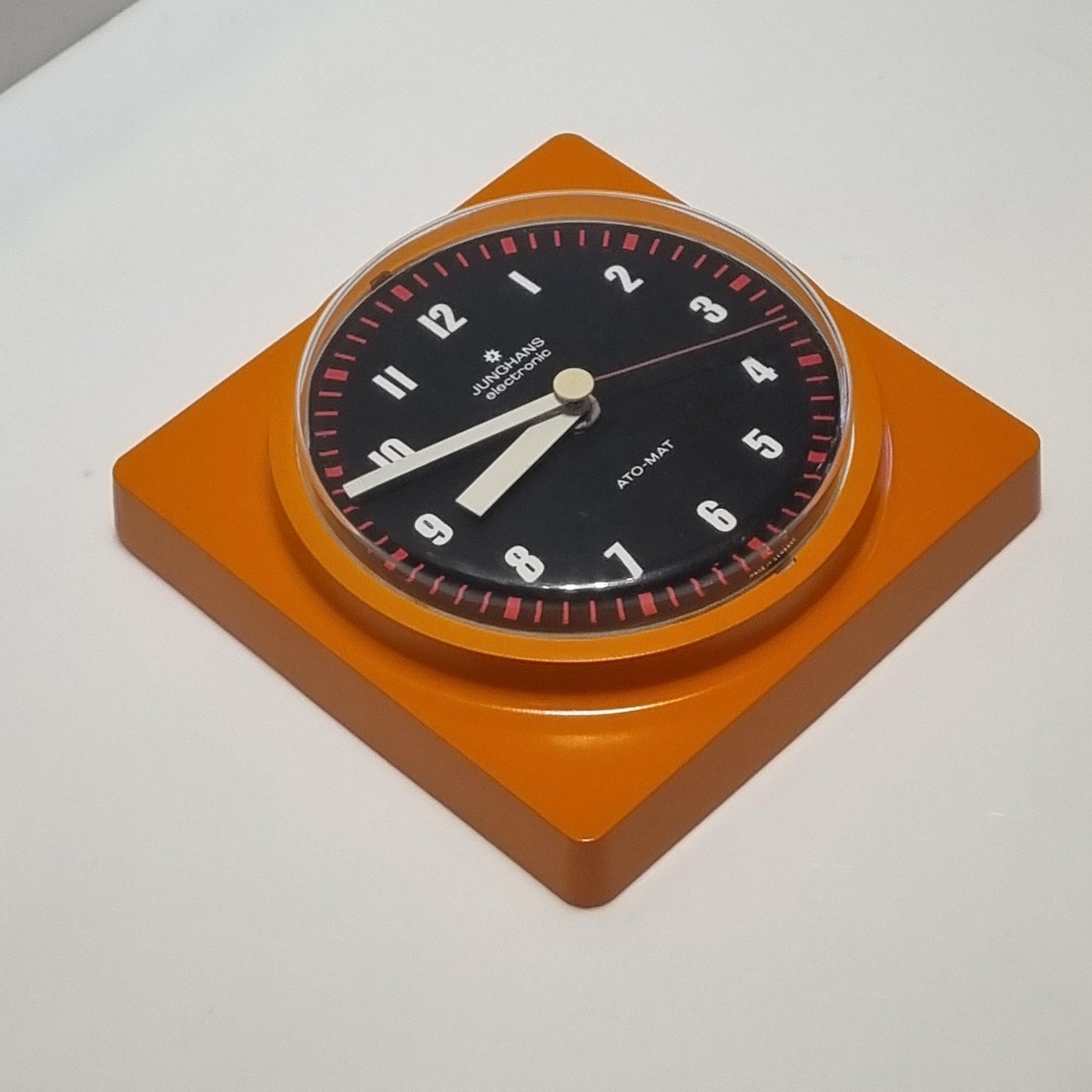 Vintage Junghans Germany Wall Clock 70's Orange Plastic Frame