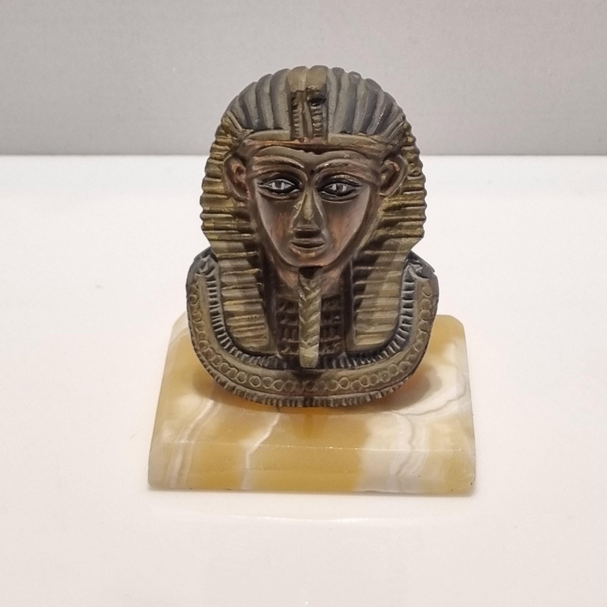 Vintage Bronze Egyptian Pharaoh Bust on Marble Base