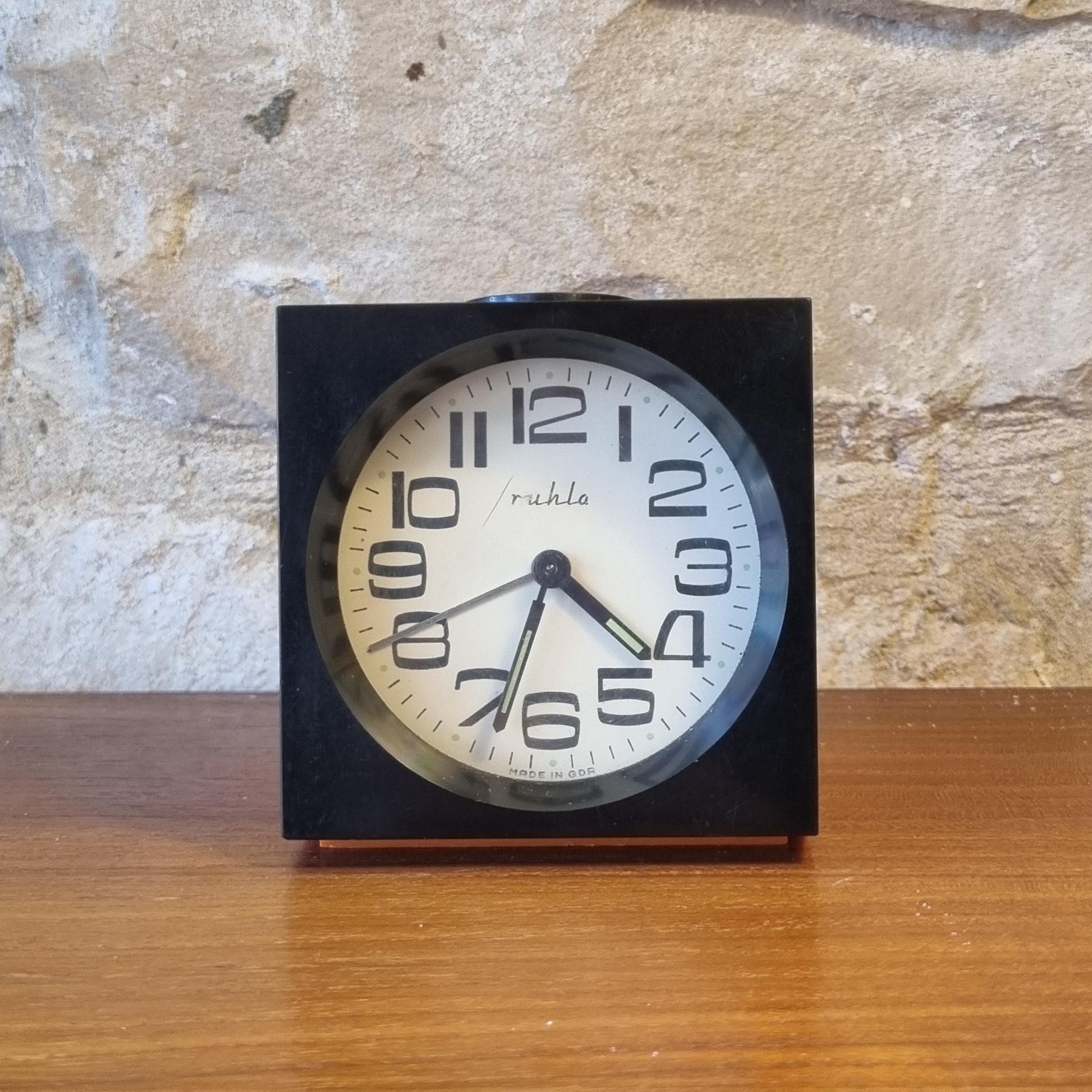 Vintage Ruhla DDR Alarm Clock 1960s–70s GDR Mechanical Space Age Pop Art Timepiece