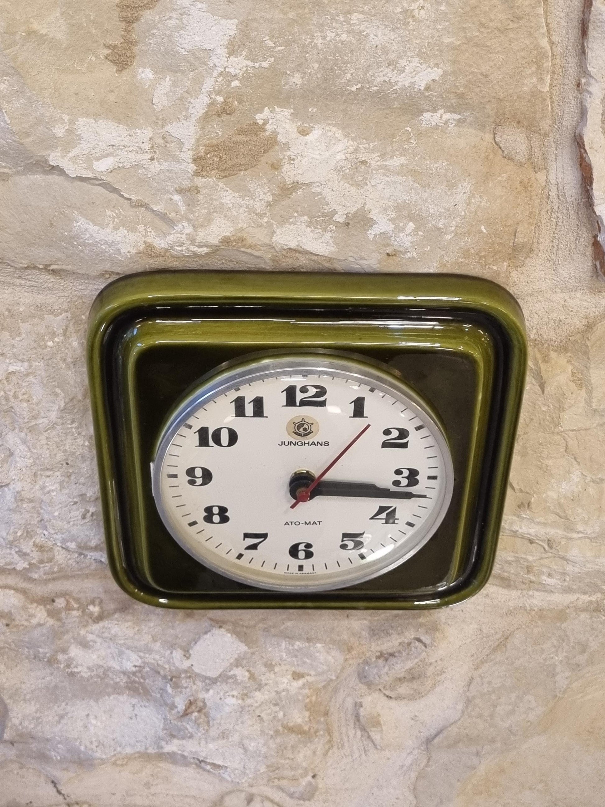 Vintage Junghans ATO-MAT S Wall Clock – German Ceramic Mid-Century Modern Electro-Mechanical 1960s