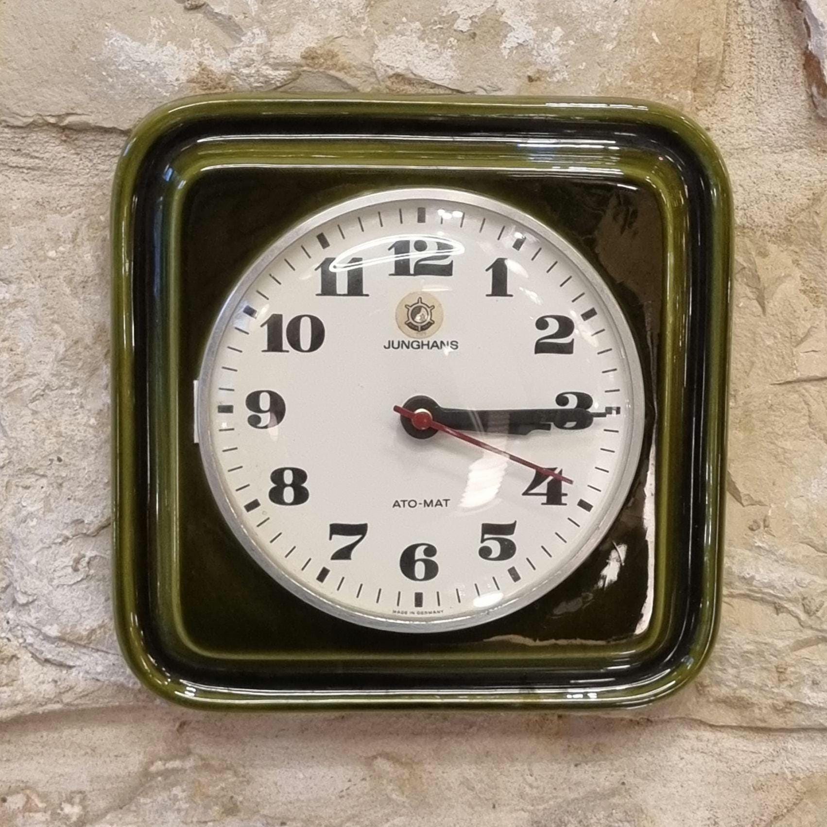 Vintage Junghans ATO-MAT S Wall Clock – German Ceramic Mid-Century Modern Electro-Mechanical 1960s