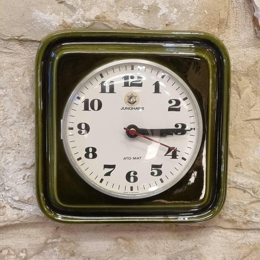 Vintage Junghans ATO-MAT S Wall Clock – German Ceramic Mid-Century Modern Electro-Mechanical 1960s