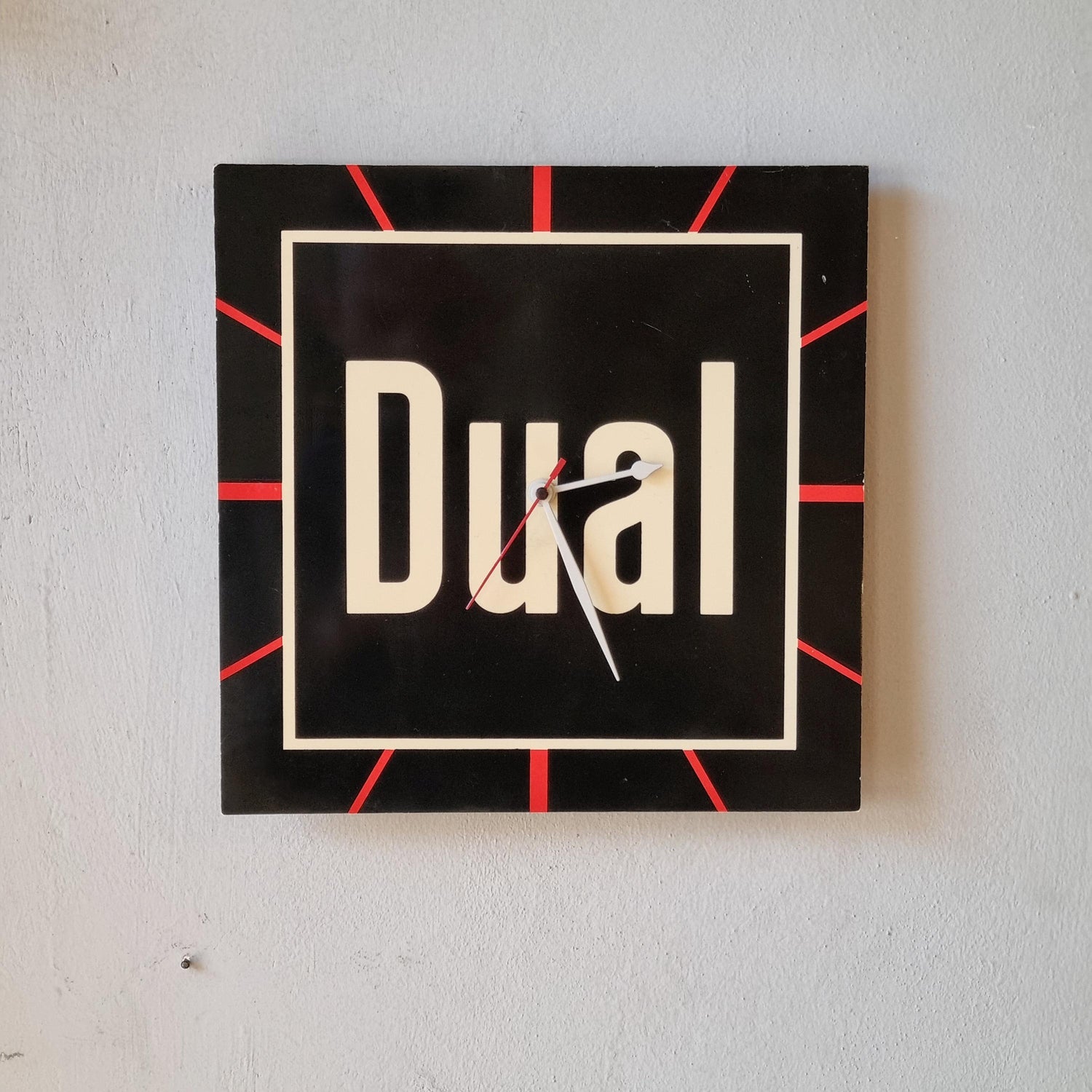 Vintage Dual Promotional Wall Clock – 1980s German Audio Brand Advertising Gift, Silent Quartz Movement