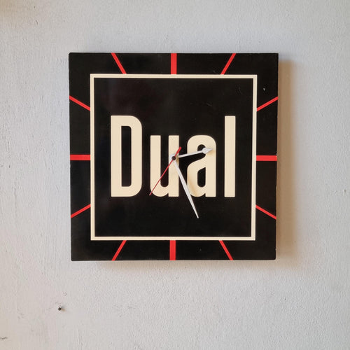 Vintage Dual Promotional Wall Clock – 1980s German Audio Brand Advertising Gift, Silent Quartz Movement