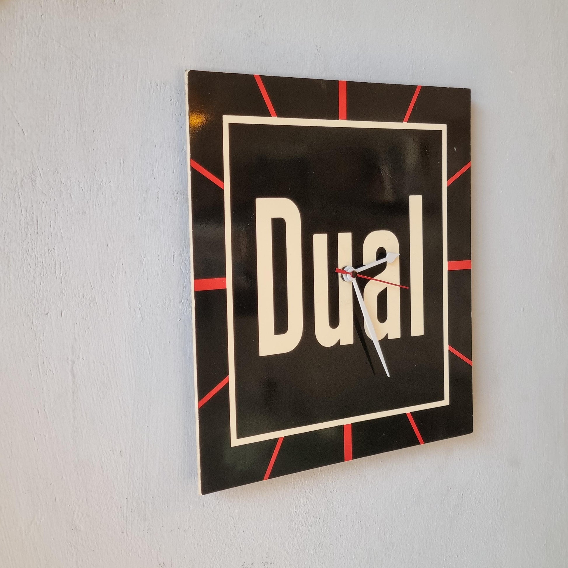 Vintage Dual Promotional Wall Clock – 1980s German Audio Brand Advertising Gift, Silent Quartz Movement