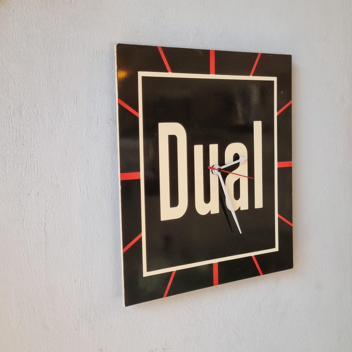 Vintage Dual Promotional Wall Clock – 1980s German Audio Brand Advertising Gift, Silent Quartz Movement
