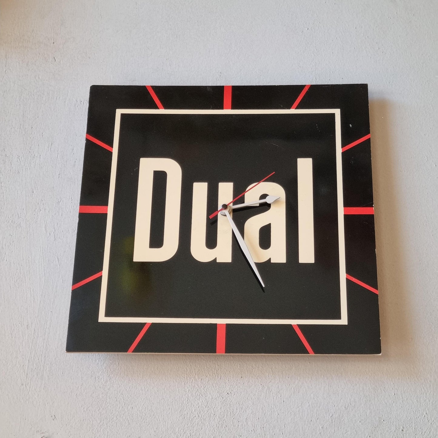 Vintage Dual Promotional Wall Clock – 1980s German Audio Brand Advertising Gift, Silent Quartz Movement