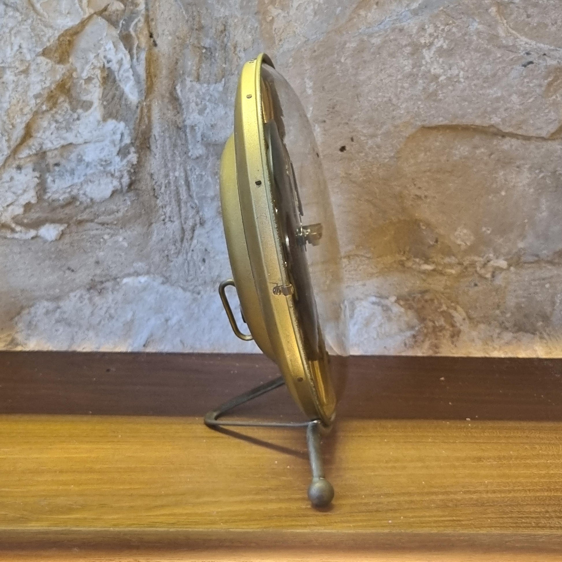 Vintage Hermle Mid-Century Modern Table Clock – German Brass 1950s Collectible